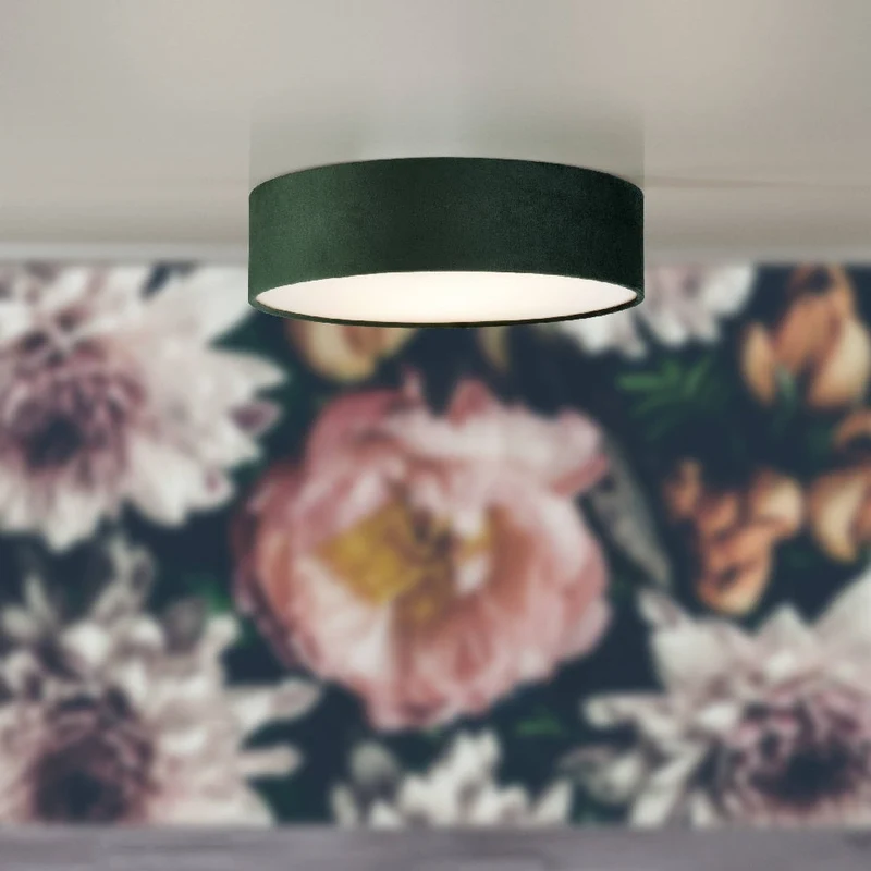 Skanto | Grüne Samt- & Opal-Diffusor Vintage Runde Deckenleuchte 38cm