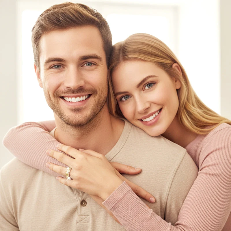 Modischer Mémoire-Ring mit glitzernden Zirkonia-Steinen