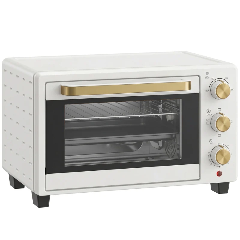 21L Mini Countertop Oven with Adjustable Temperature & Timer, White