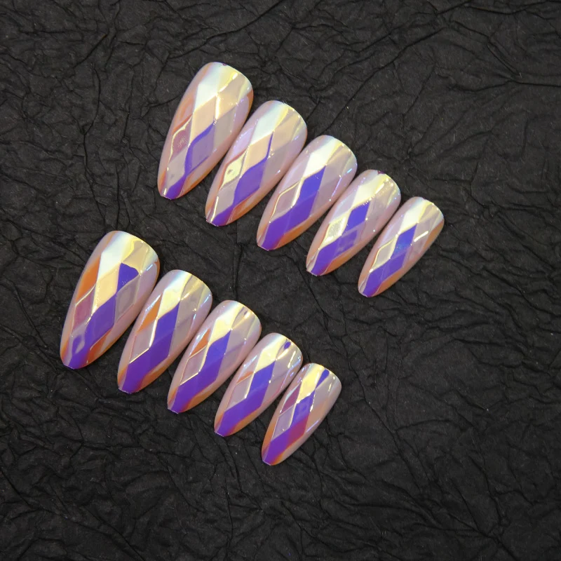 Glamouröses Diamantmuster Press-On Nagelset