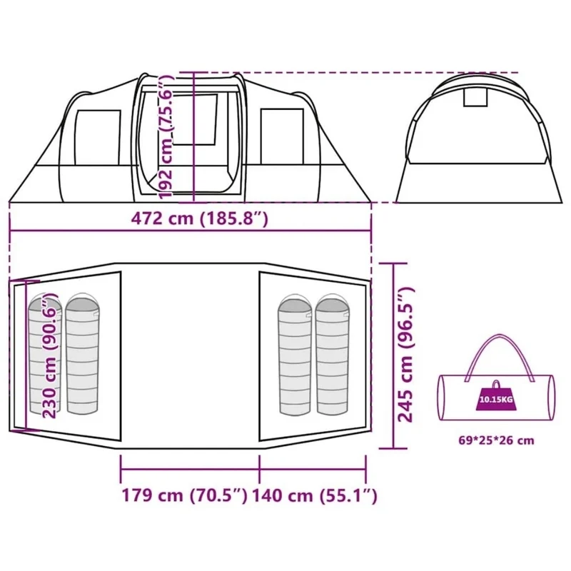 Campingzelt Zelt Tunnelzelt Familienzelt bis 4 Personen