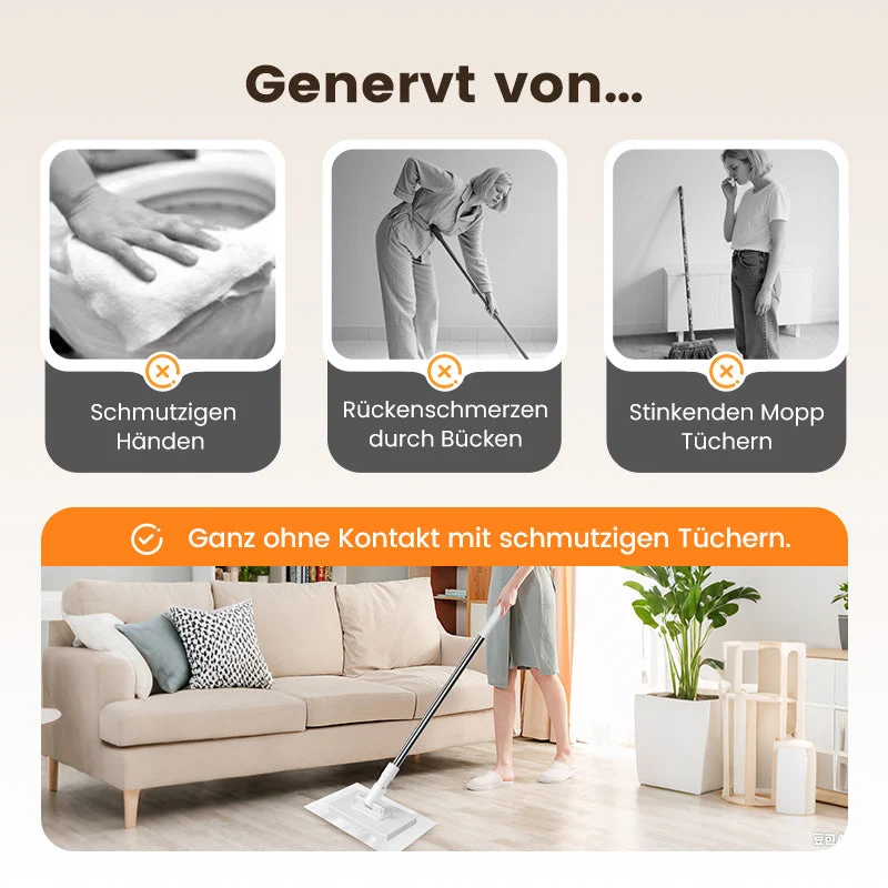 🎁Begrenzte Stückzahl 50% Rabatt🧹✨ Einweg-Staubmopp mit 4 wiederverwendbaren Bezügen – Praktisch und effektiv 💥🌟
