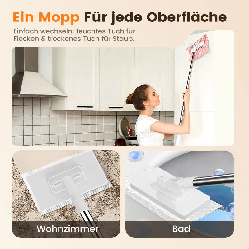 🎁Begrenzte Stückzahl 50% Rabatt🧹✨ Einweg-Staubmopp mit 4 wiederverwendbaren Bezügen – Praktisch und effektiv 💥🌟