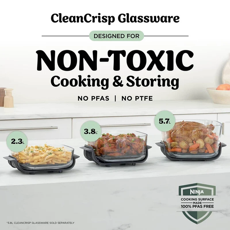 Ninja CRISPi PRO 7-in-1 XL Glass Heißluftfritteuse - Ash Grau | AS101UKGY
