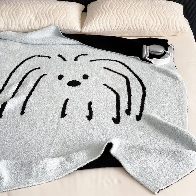 Wendbare Kuscheldecke aus Frottee mit dekorativem Hundemotiv