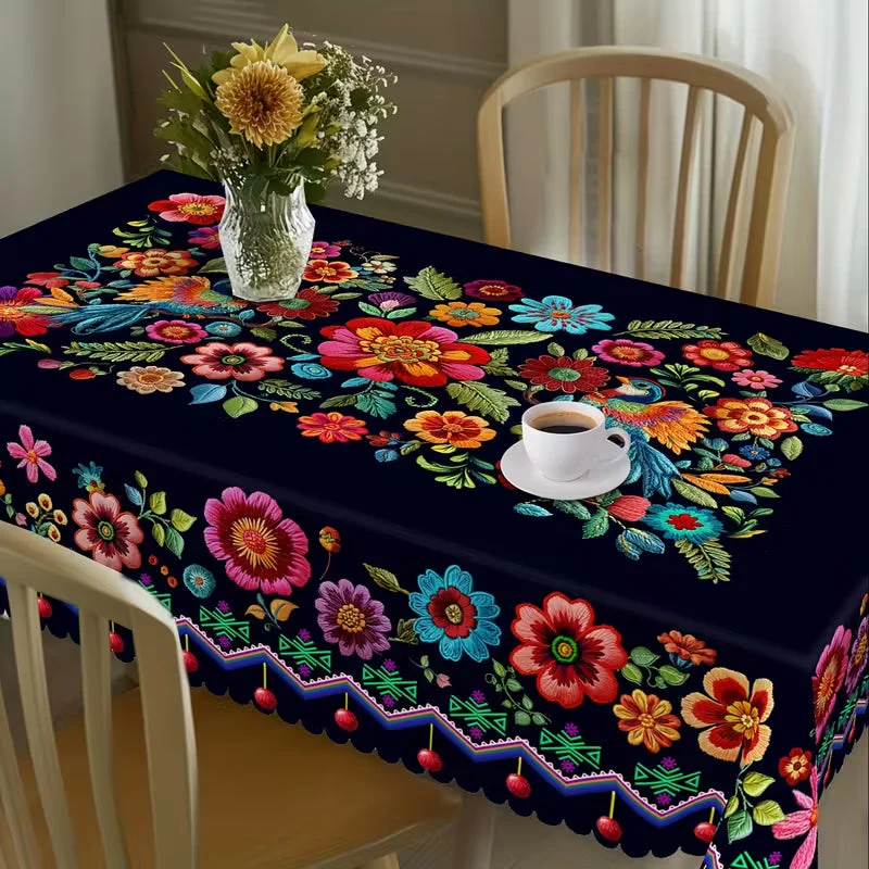 🔥Heißer Verkauf🔥Mexikanische Blumentischdecke mit gewelltem Rand (70% RABATT)