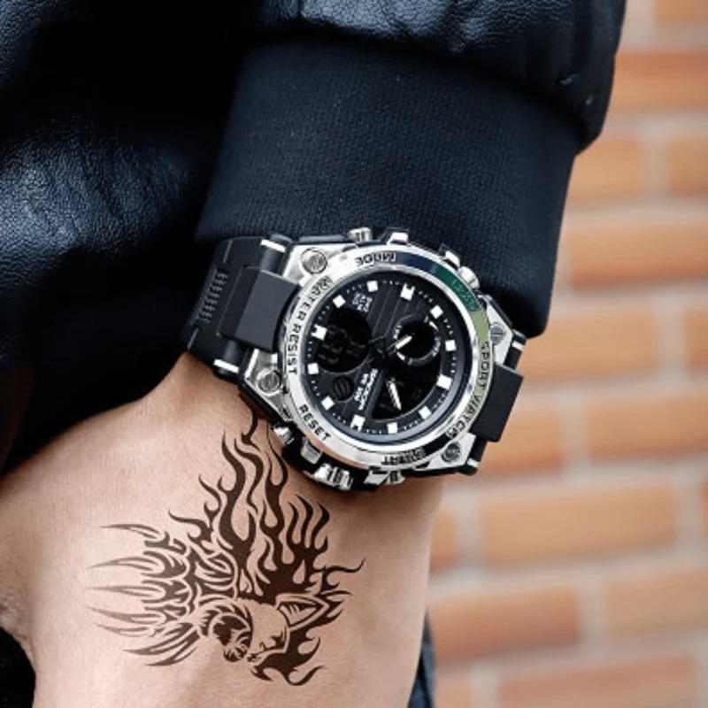 Skanto | Sportliche Multifunktions-Herrenarmbanduhr mit Dual-Display-Modus, wasserdicht und leuchtend