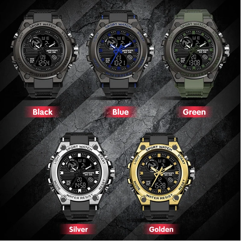 Skanto | Sportliche Multifunktions-Herrenarmbanduhr mit Dual-Display-Modus, wasserdicht und leuchtend