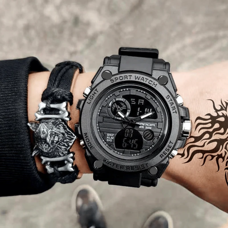 Skanto | Sportliche Multifunktions-Herrenarmbanduhr mit Dual-Display-Modus, wasserdicht und leuchtend