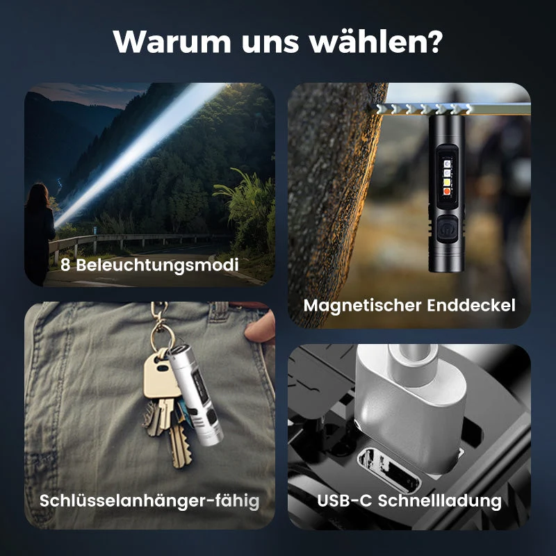 Multifunktionale Mini-Taschenlampe aus Aluminiumlegierung