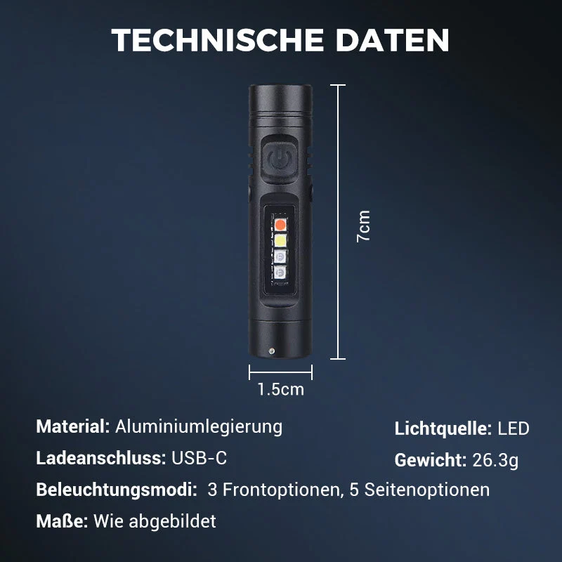 Multifunktionale Mini-Taschenlampe aus Aluminiumlegierung