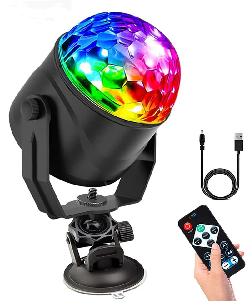 🌈 KAUF 3 ERHALT 4! ✨ MAGISCHE DISCO-KUGEL - 6 Farben & 4 Modi, Automatische Rotation für Partys, USB-Betrieb mit Fernbedienung 🎉🪩