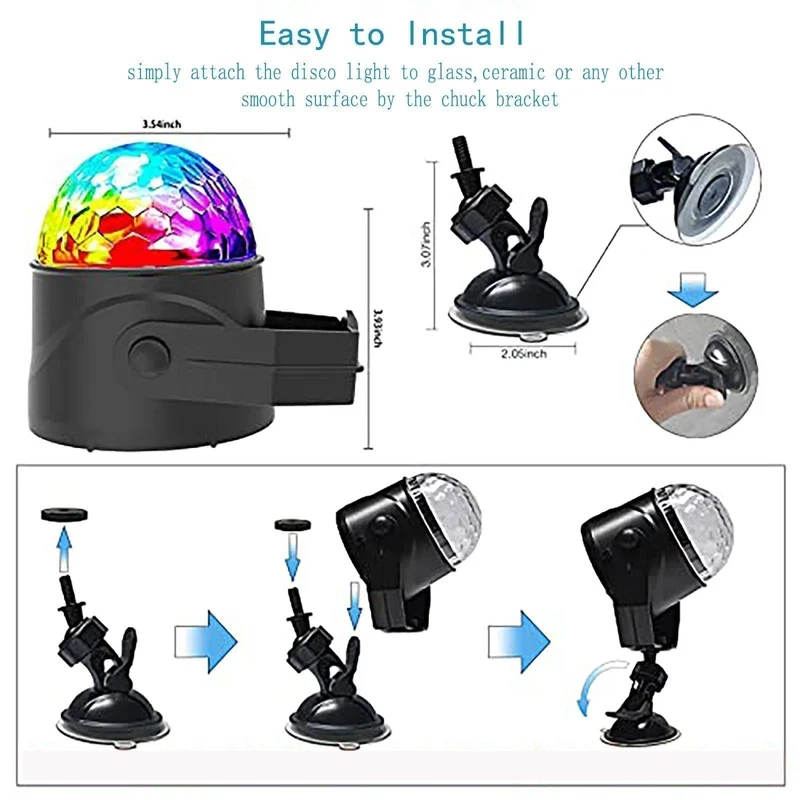 🌈 KAUF 3 ERHALT 4! ✨ MAGISCHE DISCO-KUGEL - 6 Farben & 4 Modi, Automatische Rotation für Partys, USB-Betrieb mit Fernbedienung 🎉🪩