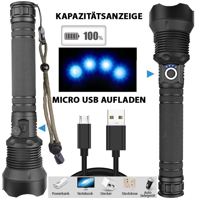 🔦 64 % Rabatt! 🎉 Wiederaufladbare Taschenlampe mit 90.000 Lumen – Extrem hell, wasserdicht und mit langer Akkulaufzeit 📦