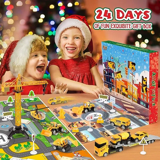 🔥Solange der Vorrat reicht 40 % Rabatt!🚗Adventskalender für Jungen: Spielzeugsets mit Baumaschinen aus Metalllegierung