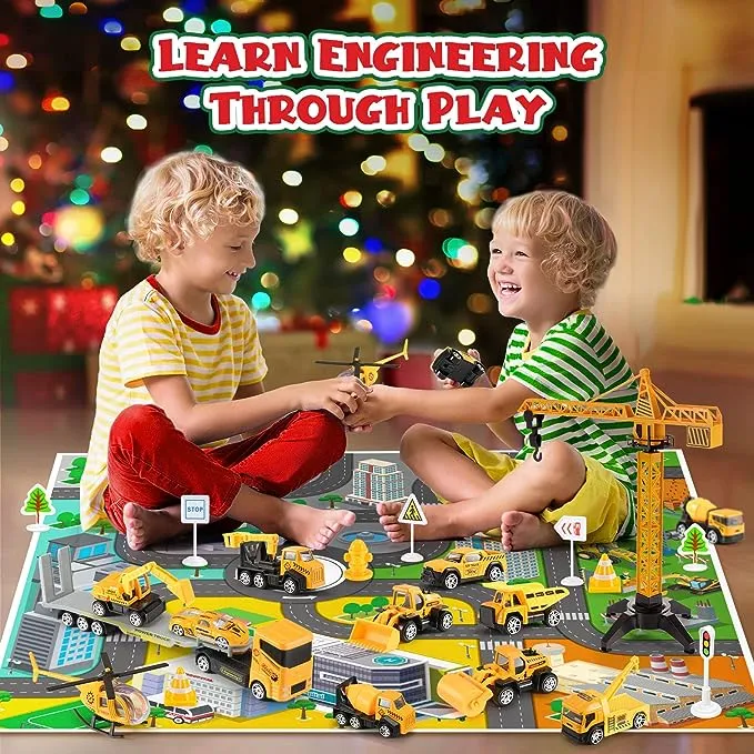 🔥Solange der Vorrat reicht 40 % Rabatt!🚗Adventskalender für Jungen: Spielzeugsets mit Baumaschinen aus Metalllegierung