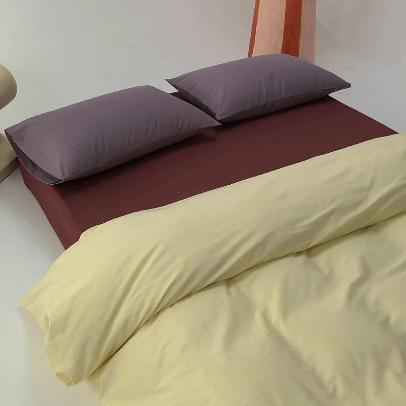 Premium-Baumwollsatin-Duvetbezug-Set mit Spannbetttuch und Kissenbezügen