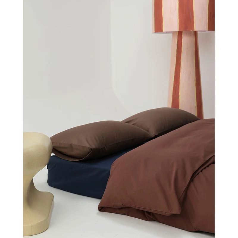 Premium-Baumwollsatin-Duvetbezug-Set mit Spannbetttuch und Kissenbezügen