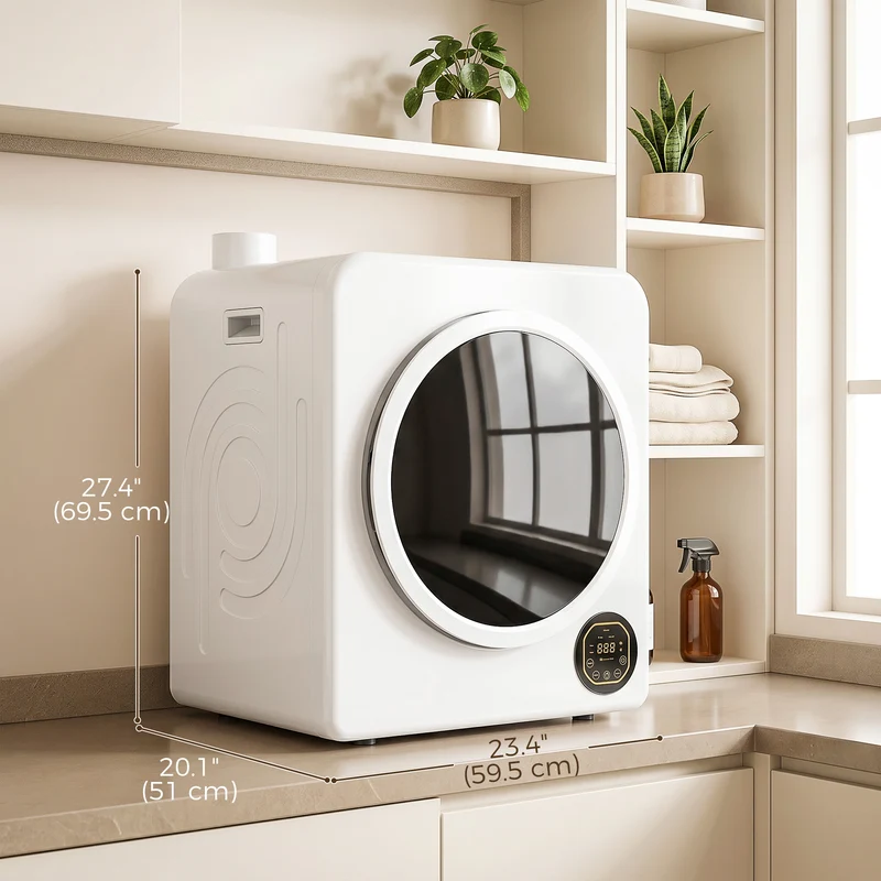 18 lb Portable Electric Dryer 1300W with Stainless Steel Tub, Touch Panel