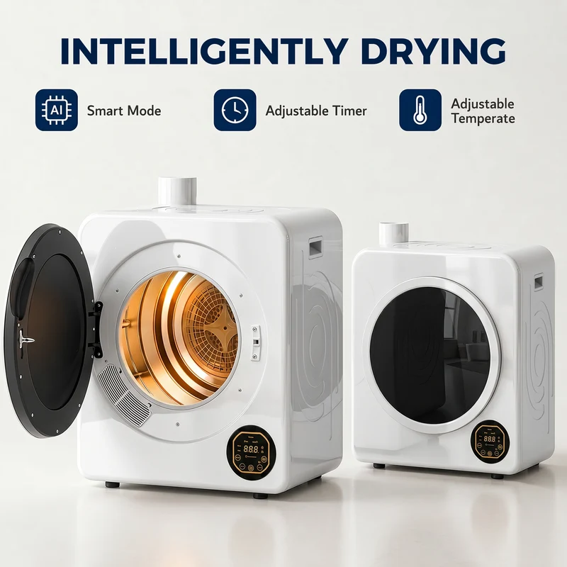 18 lb Portable Electric Dryer 1300W with Stainless Steel Tub, Touch Panel