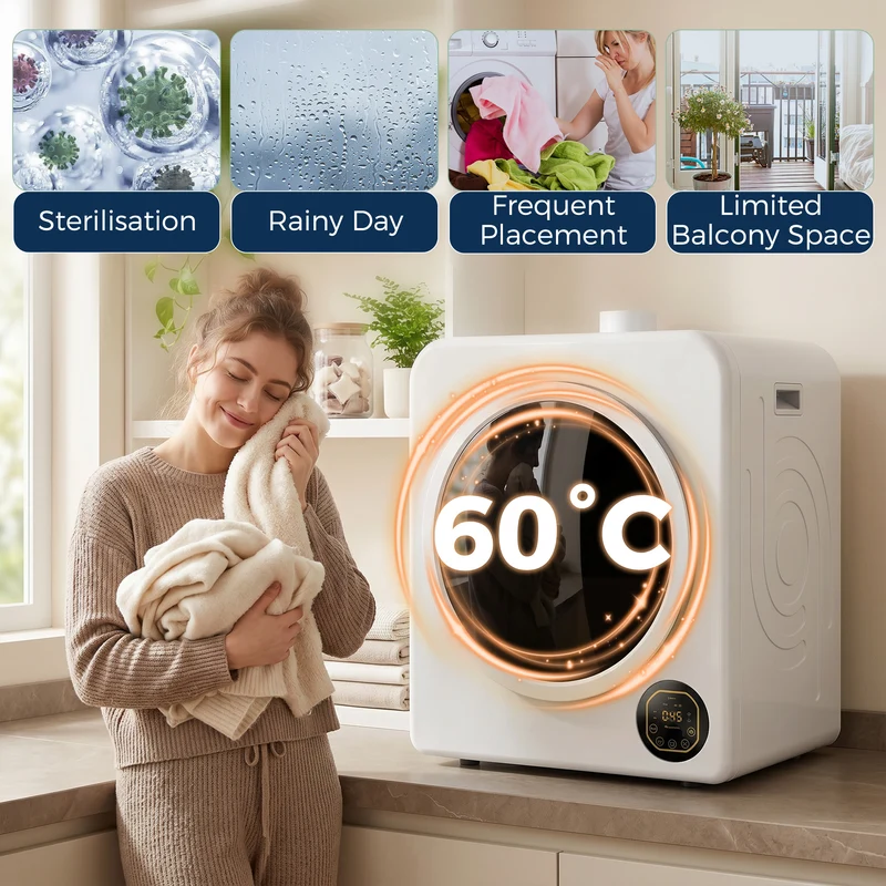 18 lb Portable Electric Dryer 1300W with Stainless Steel Tub, Touch Panel