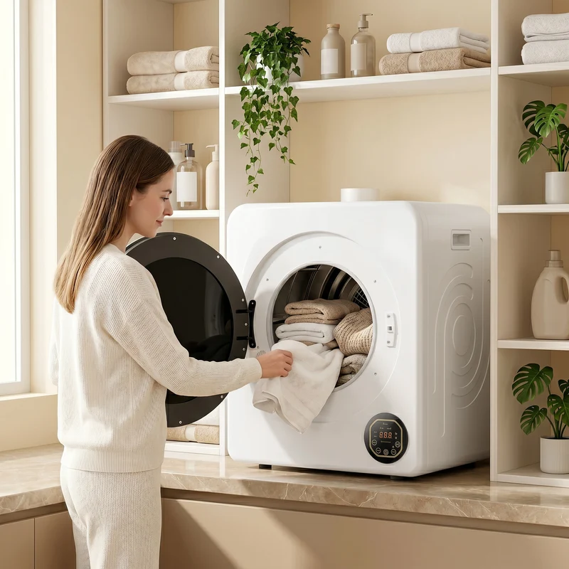 18 lb Portable Electric Dryer 1300W with Stainless Steel Tub, Touch Panel