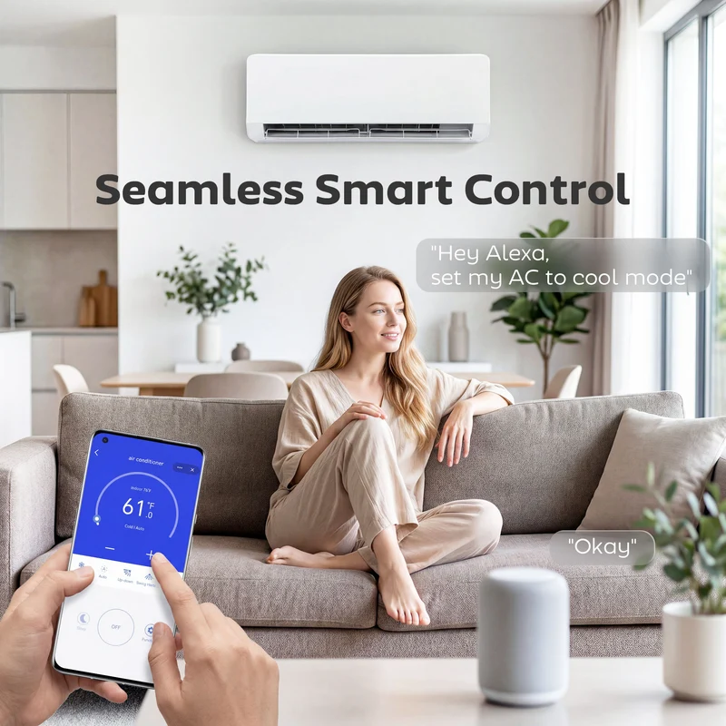 12,000 BTU Mini-Split AC with 22 SEER2, WiFi & Heat Pump, Cools 750 sq ft