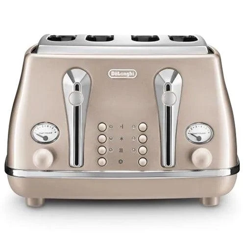 DeLonghi Icona Metallics 1800W 4 Slice Toaster - Beige | CTOT4003.BG