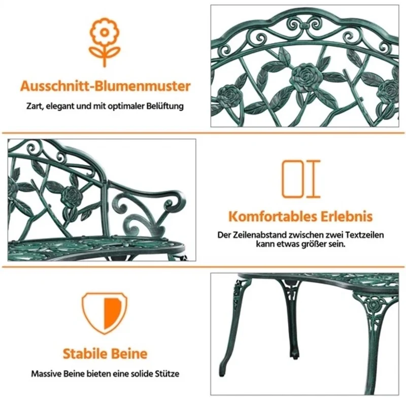 2-Sitzer Metallbank Gartenbank Sitzbank Terrassenmöbel Gartenmöbel