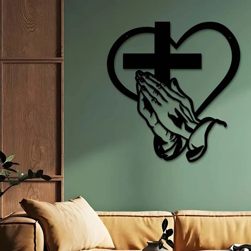 🎅🏻Weihnachtsverkauf🎁Elegante christliche Herz & Kreuz Wandkunst