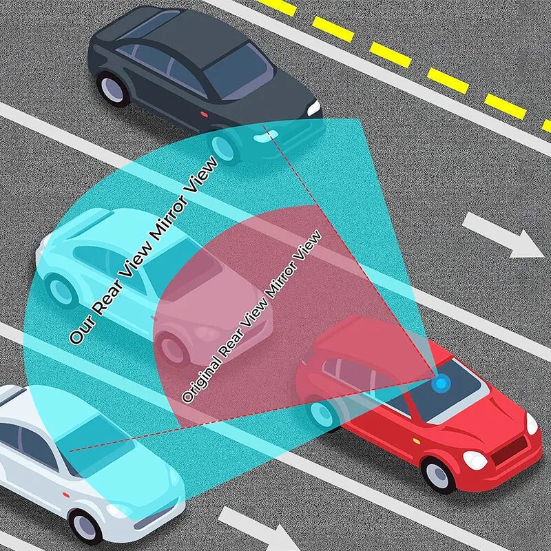 Breiter Rückspiegel mit gebogener Form für Autos