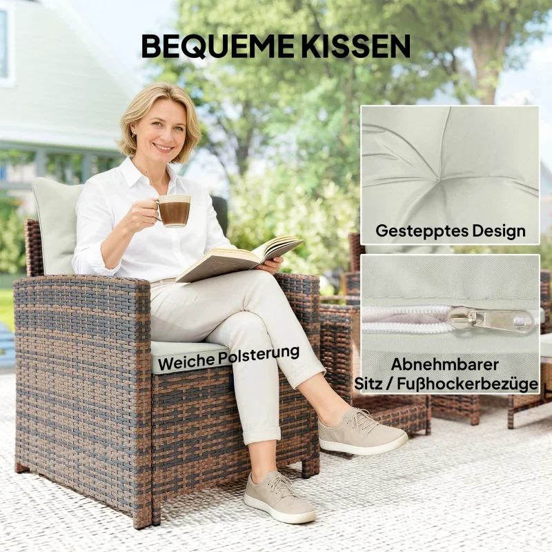 Gartenmöbelset Sitzgruppe 2er Sofa 2 Sessel Beistelltisch