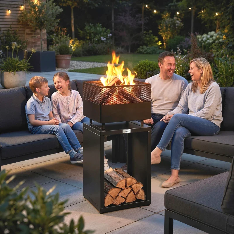 Feuerschale Feuerstelle Holzlager Heizen Outdoor