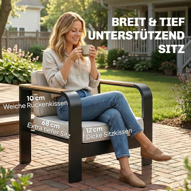 Gartenmöbelset Sitzgruppe 2er Sofa 2 Sessel Beistelltisch