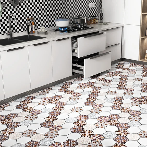 Skanto | Mehrfarbiger Vinyl-Dielenboden zum Abziehen und Aufkleben in Porzellanfliesenoptik PVC-Boden
