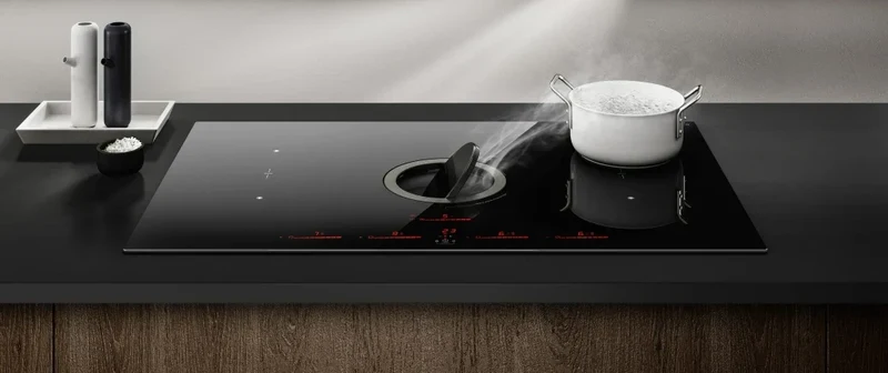Elica NikolaTesla Switch 83cm 4-Zonen-Induktionskochfeld mit Dunstabzug – Schwarz | TESLABLFMIX