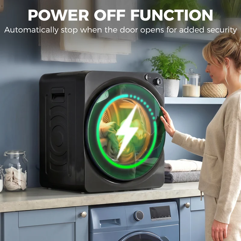 5kg Vented Tumble Dryer, 1000W, 5 Drying Modes, Stainless Steel Drum, Black