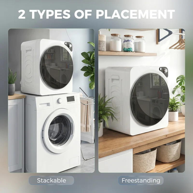 5kg Vented Tumble Dryer, 1000W, 5 Modes, Stainless Steel Drum, White