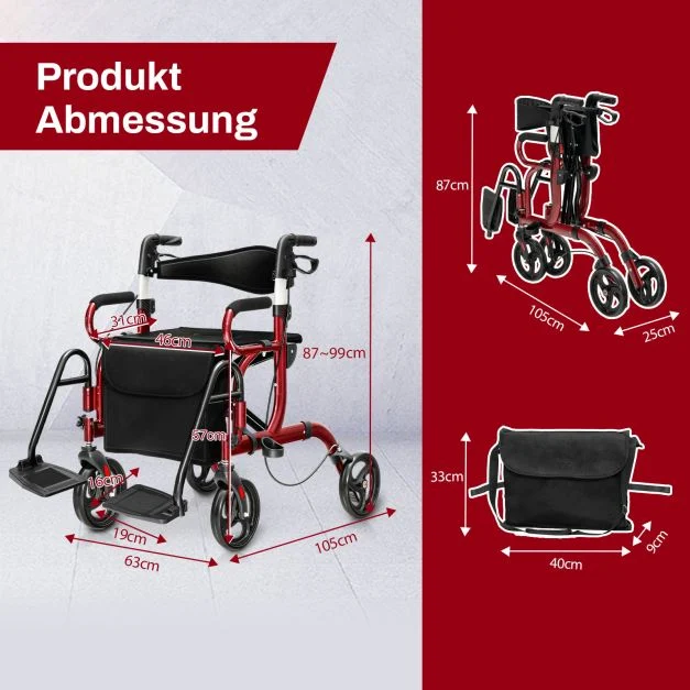 2in1 Seniorenrollator Seniorenrollstuhl Rollstuhl Senioren
