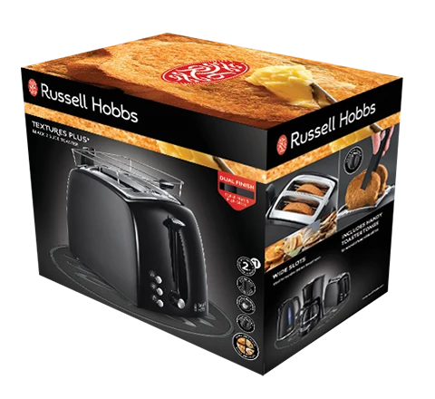 Russell Hobbs Textures Plus 2 Slice Toaster - Schwarz | 22601