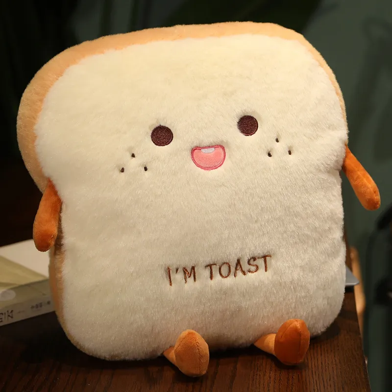Skanto | Neu 1 Stück 35cm Plüsch-Brotkissen Süße Simulation Essen Toast Weiche Puppe Warme Handkissen Heimdeko Kinderspielzeug Geburtstagsgeschenk