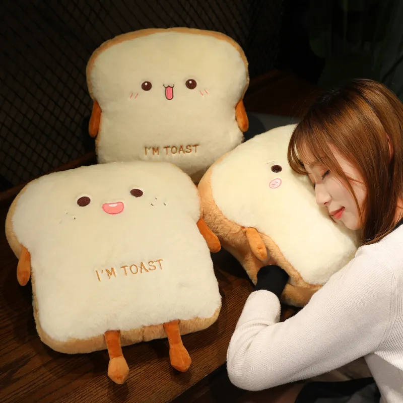 Skanto | Neu 1 Stück 35cm Plüsch-Brotkissen Süße Simulation Essen Toast Weiche Puppe Warme Handkissen Heimdeko Kinderspielzeug Geburtstagsgeschenk