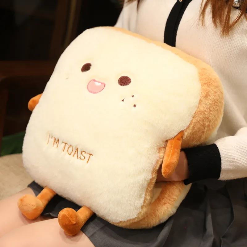 Skanto | Neu 1 Stück 35cm Plüsch-Brotkissen Süße Simulation Essen Toast Weiche Puppe Warme Handkissen Heimdeko Kinderspielzeug Geburtstagsgeschenk