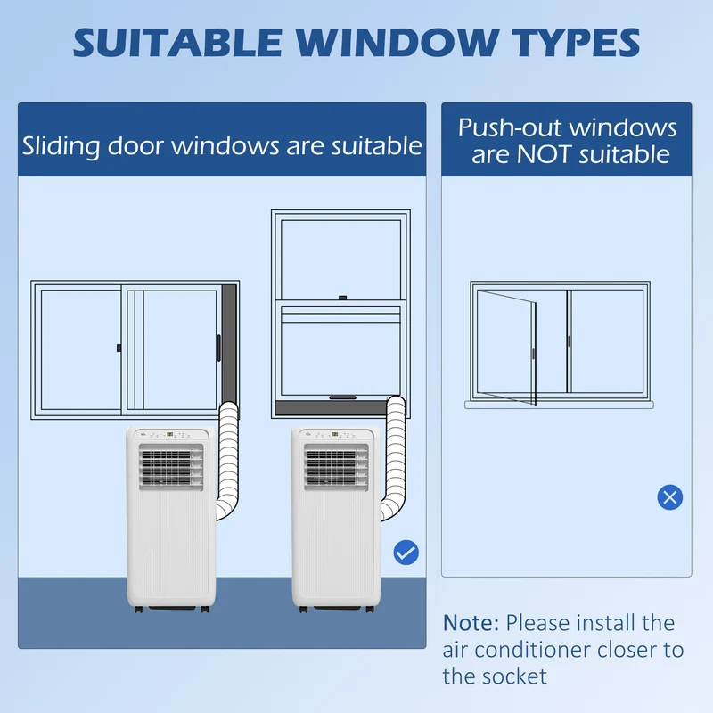7000 BTU Air Conditioning Unit, 3-in-1 Portable Air Conditioner with Remote, Window Kit, 15m2