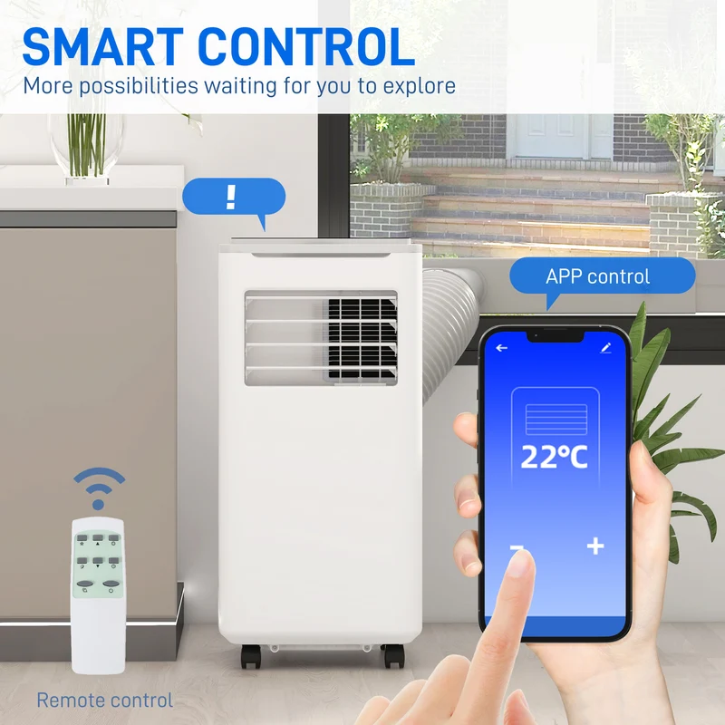 9000 BTU Portable Air Conditioner, 4-in-1 Air Conditioning Unit with Remote, Window Kit, 20m2