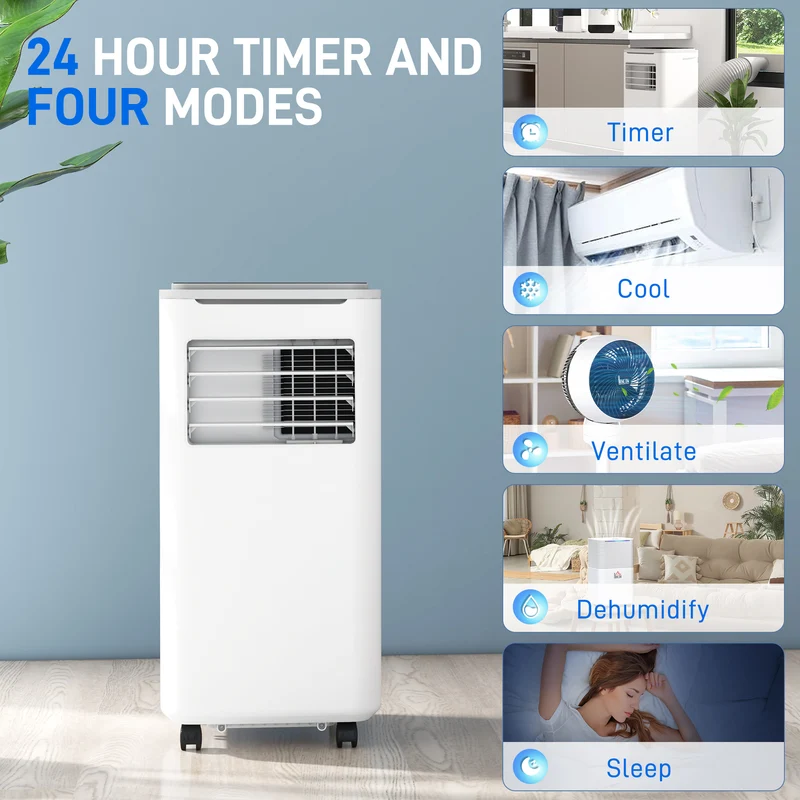 9000 BTU Portable Air Conditioner, 4-in-1 Air Conditioning Unit with Remote, Window Kit, 20m2