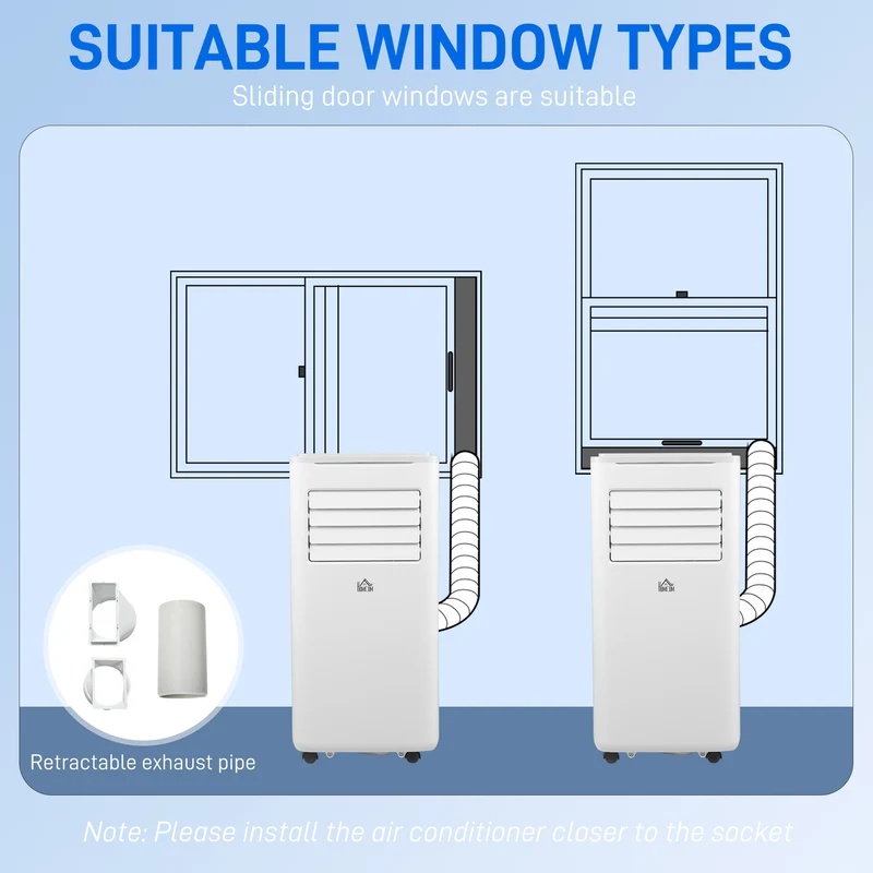 9000 BTU Portable Air Conditioner, 4-in-1 Air Conditioning Unit with Remote, Window Kit, 20m2