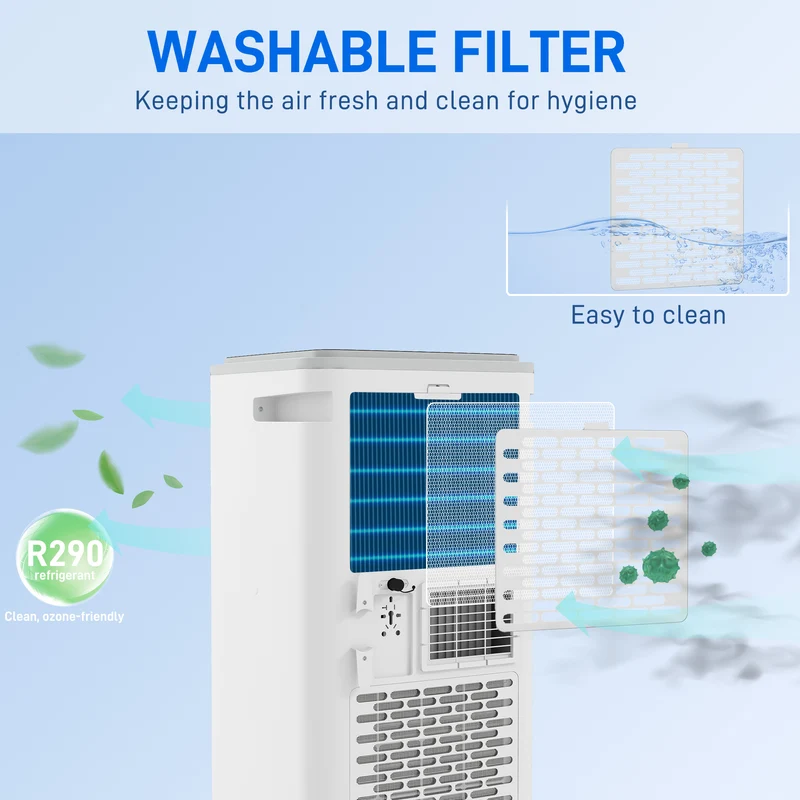 9000 BTU Portable Air Conditioner, 4-in-1 Air Conditioning Unit with Remote, Window Kit, 20m2