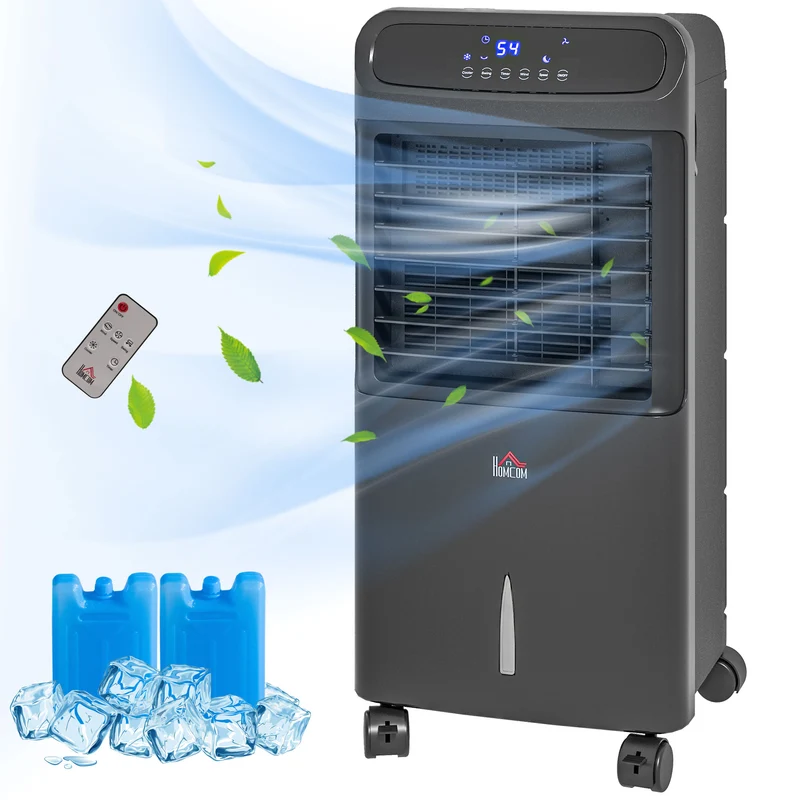 32" Evaporative Air Cooler with 3.2 Gal Water Tank, 3-In-1 Ice Cooling Fan Black