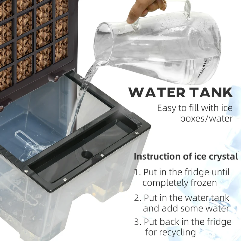 32" Evaporative Air Cooler with 3.2 Gal Water Tank, 3-In-1 Ice Cooling Fan Black